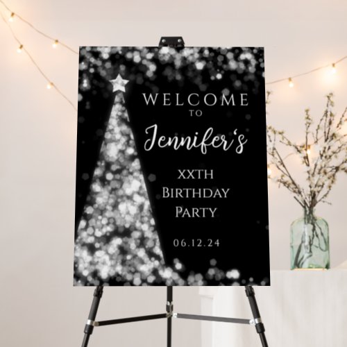 Elegant Silver Christmas Welcome Birthday Foam Board