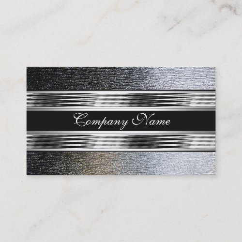 Elegant Silver Chrome Metal Black 2 Business Cards