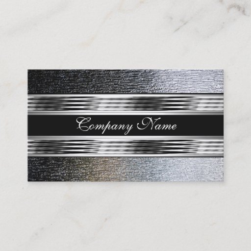 Customizable Elegant Silver Chrome Metal Black 2 Business Cards