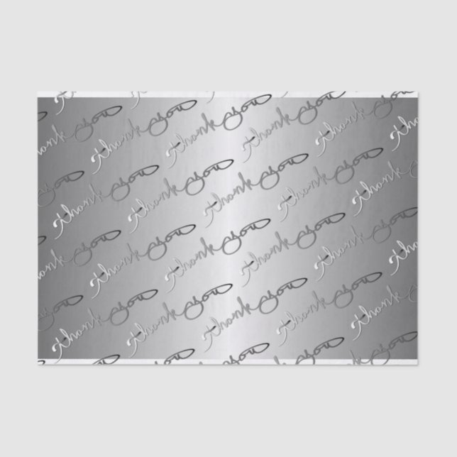 Elegant Silver Color "Thank you" Hand-written Tissue Paper (Front)