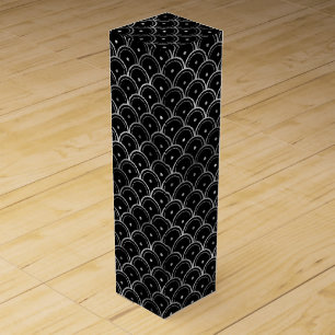 Elegant Silver Concentric Grid Art Deco Pattern Wine Box