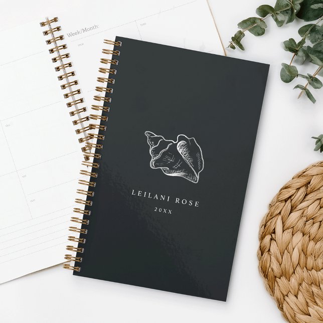Elegant Silver Conch Shell Personalized Planner (Creator Uploaded)