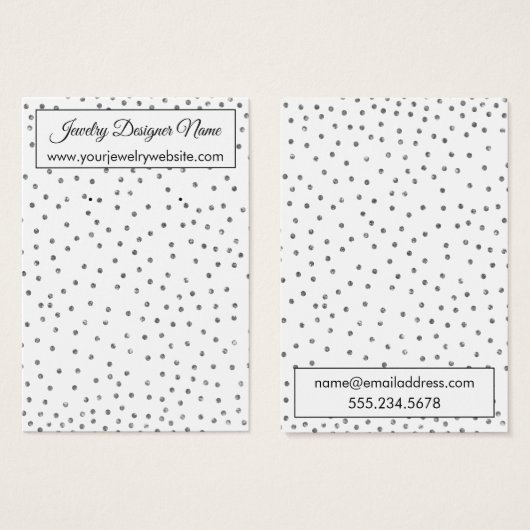 Elegant Silver Confetti Earring Holder Display (Front & Back)