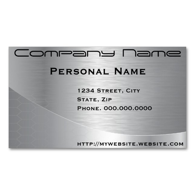 Elegant Silver Corporate Business Card Magnet (Front)