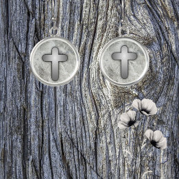 Elegant Silver Cross Drop Silver Plated Earrings