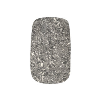 Elegant Silver Crushed Foil Minx Nail Art