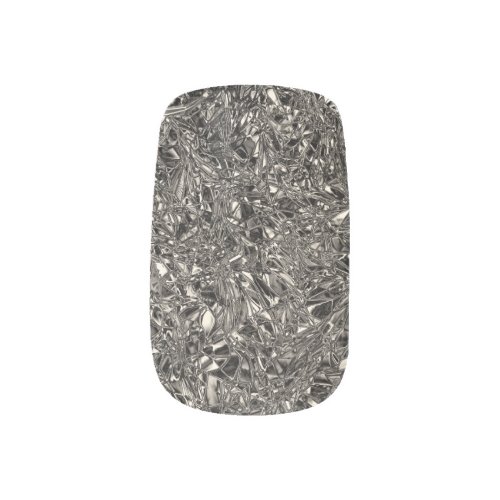 Elegant Silver Crushed Foil Minx Nail Art