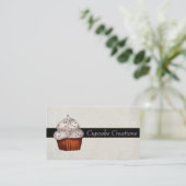 Elegant Silver Cupcake Bakery Business Card with s (Standing Front)