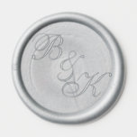 Elegant  Silver Cursive Script Wedding Monogram Wax Seal Sticker<br><div class="desc">Elegant couple's initials in gorgeous cursive script with a beautiful ampersand between them on beautiful silver wax seal stickers for a chic afternoon garden wedding.</div>