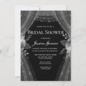 Elegant Silver Curtains Dress Bridal Shower Invite (Back)