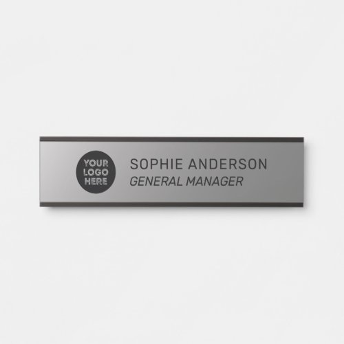 Elegant Silver Custom Logo Name Job Title Door Sign