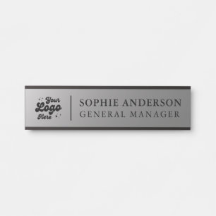Elegant Silver Custom Logo Name Job Title Door Sign