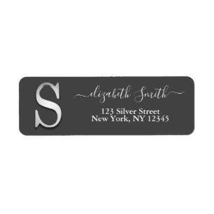 Elegant Silver Custom Monogram S Name Label