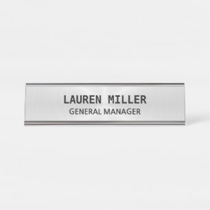 Elegant Silver Customizable Desk Name Plate