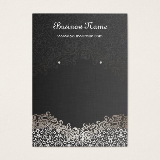 Customizable Elegant Silver Damask Earring Display Cards Business Cards
