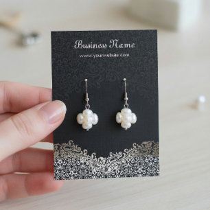 Elegant Silver Damask Earring Display Cards