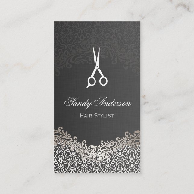 Elegant Silver Damask - Hair Stylist Appointment (Front)