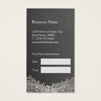 Elegant Silver Damask - Hair Stylist Appointment Business Card