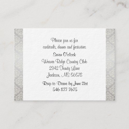 Elegant Silver Damask Style Wedding Enclosure Card