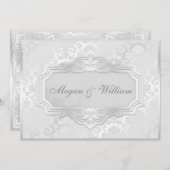 Elegant Silver Damask Wedding Invitation (Front/Back)