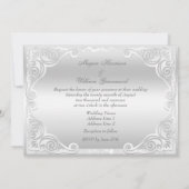 Elegant Silver Damask Wedding Invitation (Back)