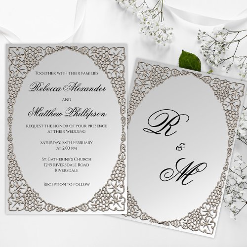 Elegant Silver Decorative Wedding Invitation