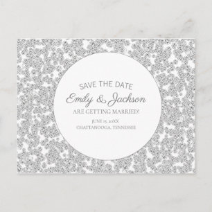 Elegant Silver Diamond Glitter Wedding Save Date Postcard