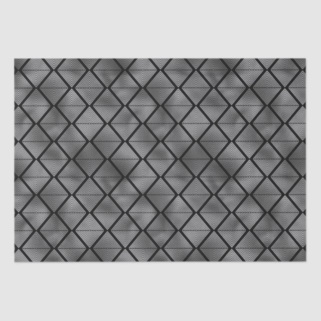 Elegant Silver Diamond Illusion  Art Deco Pattern Tissue Paper (Front)