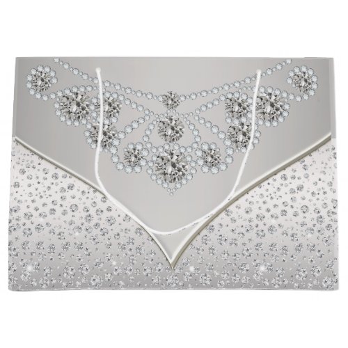 Elegant Silver Diamond Princess Bride Wedding Large Gift Bag