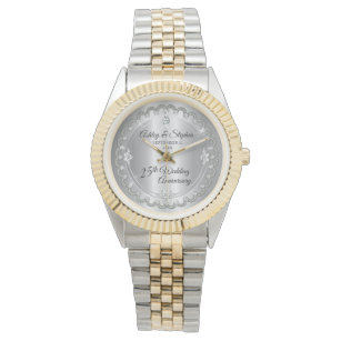 Elegant Silver Diamonds 25th Wedding Anniversary   Watch