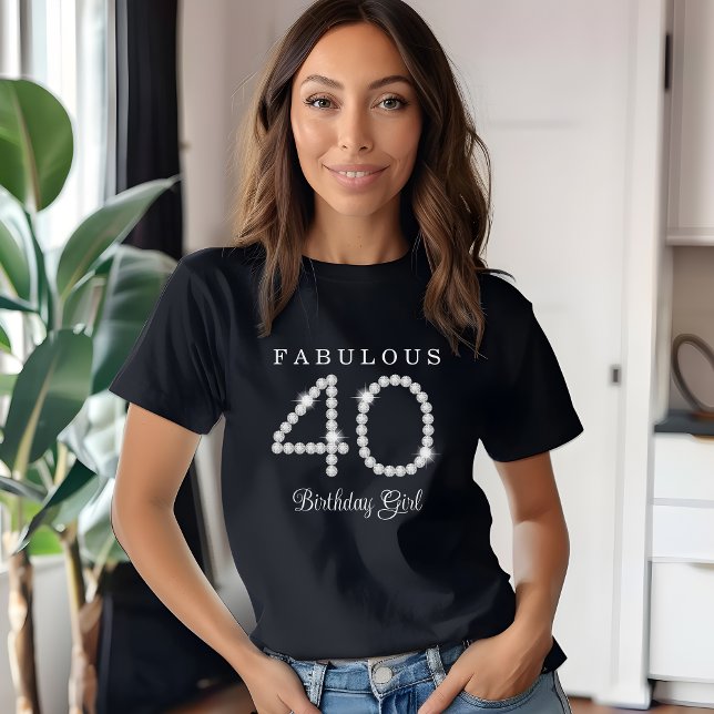 Elegant Silver Diamonds 40th Birthday T-Shirt (Creator Uploaded)