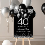 Elegant Silver Diamonds 40th Birthday Welcome Sign<br><div class="desc">Welcome your guests in style with our Elegant Silver Diamonds 40th Birthday Welcome Sign. Perfect for 40th birthday parties, this dazzling foam board poster decoration adds a touch of luxury to your celebration. Whether it’s a 40th birthday for women or a 40th birthday for men, this custom banner creates the...</div>