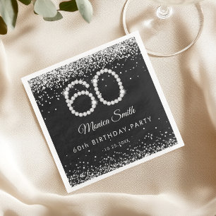 Elegant Silver Diamonds 60th Birthday Party Paper Dinner Napkins