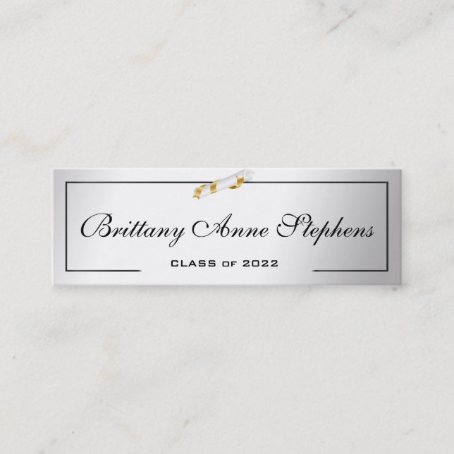 Elegant Silver Diploma Name Card Insert (Front)