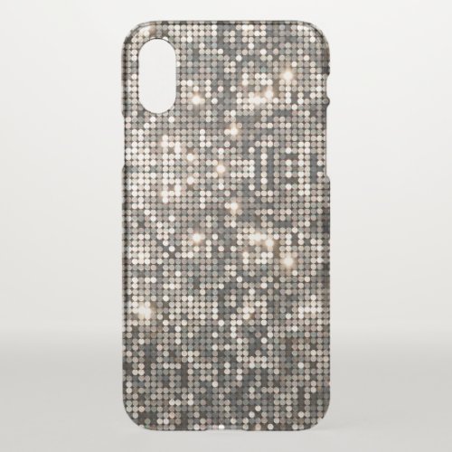 Elegant Silver Disco Glitter   Background iPhone X Case