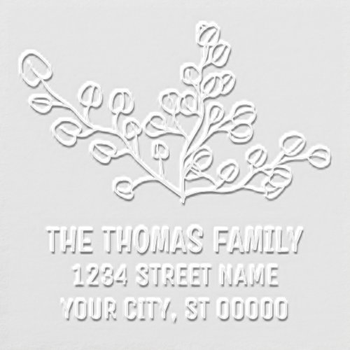 Elegant Silver Dollar Eucalyptus Name Address Embosser