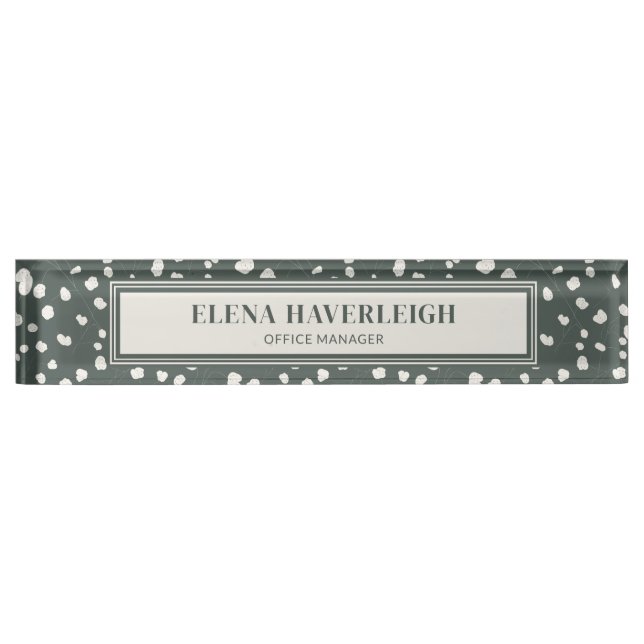 Elegant Silver Dollar Lunaria Professional Custom Desk Name Plate (Front)