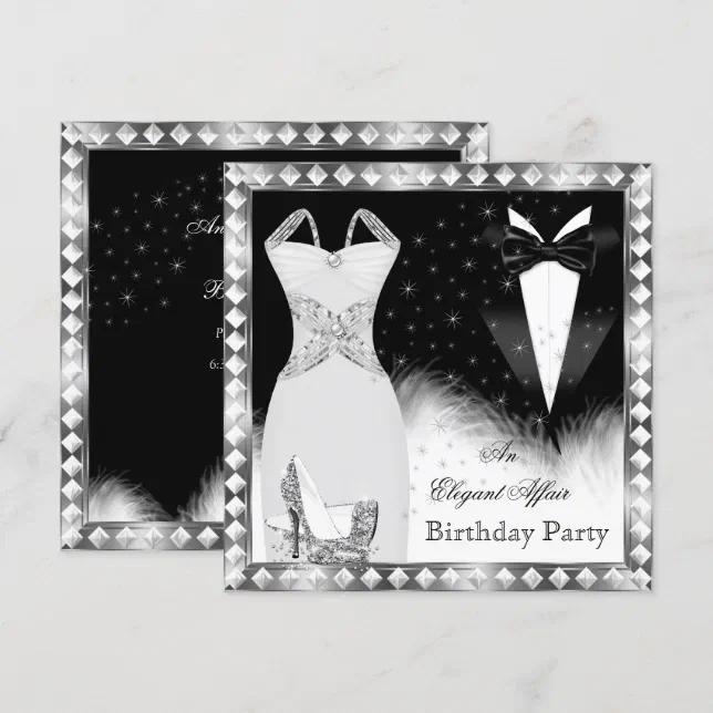 elegant-silver-dress-black-tie-birthday-party-invitation-zazzle
