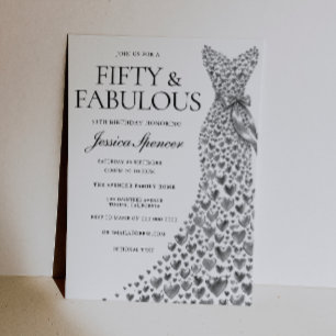 Elegant Silver Dress Fifty & Fab 50th Birthday Invitation
