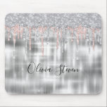 Elegant silver dripping glitter monogram mouse pad<br><div class="desc">Elegant silver dripping glitter monogram Mouse pad. Add a touch of glitter and glam to your home office or dorm with this elegant personalized mouse pad. To make it extra special, it is also monogrammed and personalized. click the "customize further" link and use the design tool to modify the design...</div>