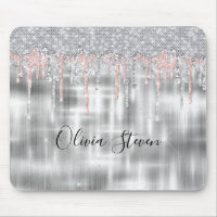 Elegant silver dripping glitter monogram