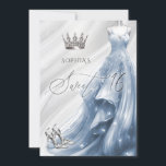Elegant Silver Dusty Blue Sparkle Dress Sweet 16 Invitation<br><div class="desc">Silver Dusty Blue Sparkle Dress Princess Sweet 16 Invitation</div>