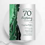 Elegant Silver Emerald Green Agate 70th Birthday Invitation<br><div class="desc">Emerald green and silver agate 70th birthday party invitation. Elegant modern design featuring watercolor agate marble geode background,  faux glitter silver and typography script font. Trendy invite card perfect for a stylish women's bday celebration. Printed Zazzle invitations or instant download digital printable template.</div>