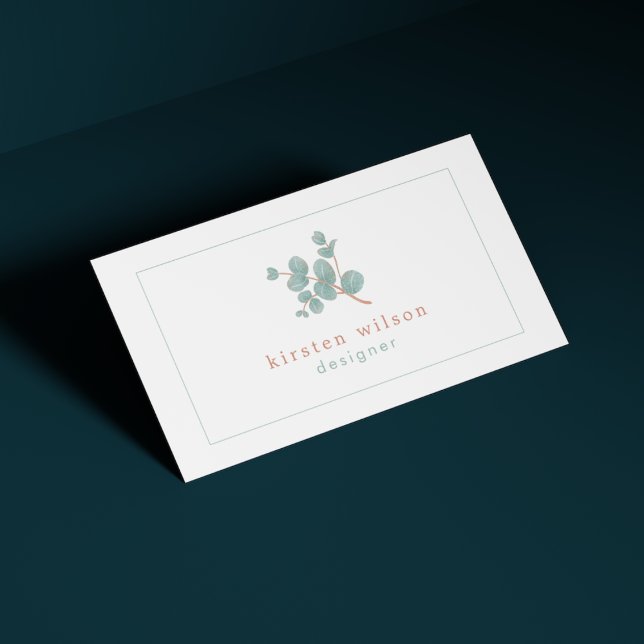 Elegant Silver Eucalyptus Branch - Personalized  Business Card (Creator Uploaded)