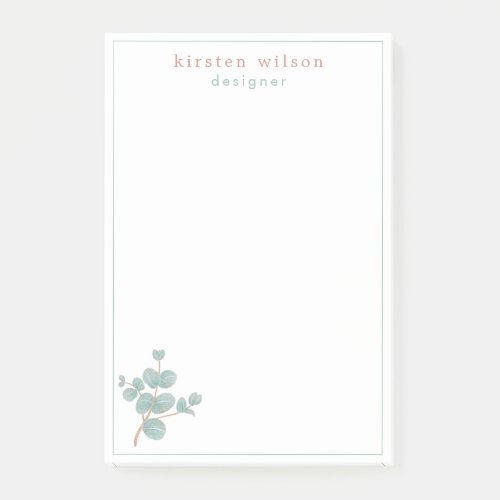 Elegant Silver Eucalyptus Branch _ Personalized  Post_it Notes