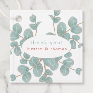 Elegant Silver Eucalyptus Branch - Wedding Favor Tags