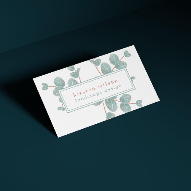 Elegant Silver Eucalyptus Branches - Personalized Business Card (Creator Uploaded)