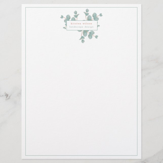 Elegant Silver Eucalyptus Branches - Personalized Letterhead (Front)