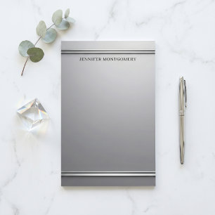 Elegant Silver Faux Embossed Border Professional Stationery