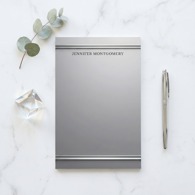 Elegant Silver Faux Embossed Border Professional Stationery (Creator Uploaded)
